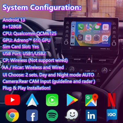 Interfaccia di navigazione video Lsailt Android Carplay per Toyota Camry Hybrid XSE XLE SL SE XV70 2021-2024
