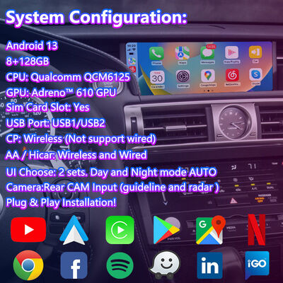 Lsailt Android Carplay Multimedia Screen per il 2013-2020 Lexus IS 250 IS200T IS300 IS350 IS300h IS250