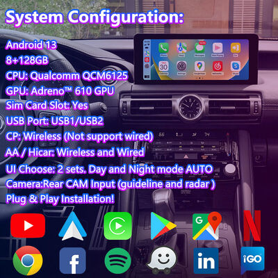Lsailt Android Carplay Multimedia Interface Screen per 2020-Presente Lexus IS 300h IS300 IS350 IS500 IS300h