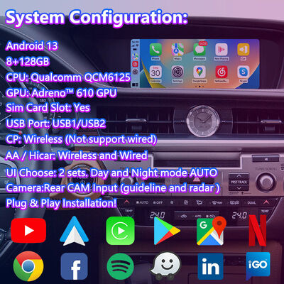 Schermo multimediale di navigazione Android Lsailt per Lexus ES 300h ES250 ES350 ES300H 2012-2018
