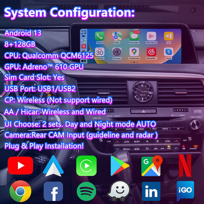 Lsailt Android Carplay Multimedia Interface Screen per il 2016-2019 Lexus RX Knob RX350 RX450h RX200t RX300