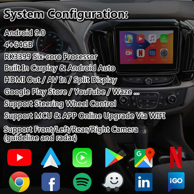 Interfaccia multimediale Android Carplay per Chevrolet Traverse con navigazione GPS