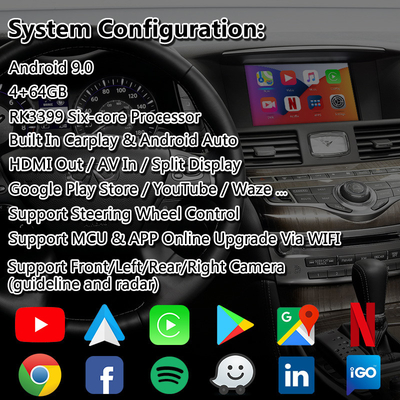 Lsailt Android Multimedia Interface Box per Infiniti Q70 con wireless Android Auto Carplay