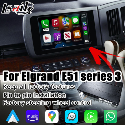 Interfaccia automatica senza fili di Lsailt Carplay Android per specificazione del Giappone di Nissan Elgrand E51 Series3
