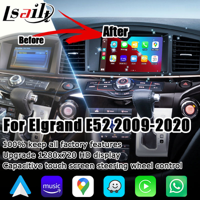 Aggiornamento capacitivo automatico del touch screen di androide carplay senza fili di Nissan Elgrand Quest E52 IT06